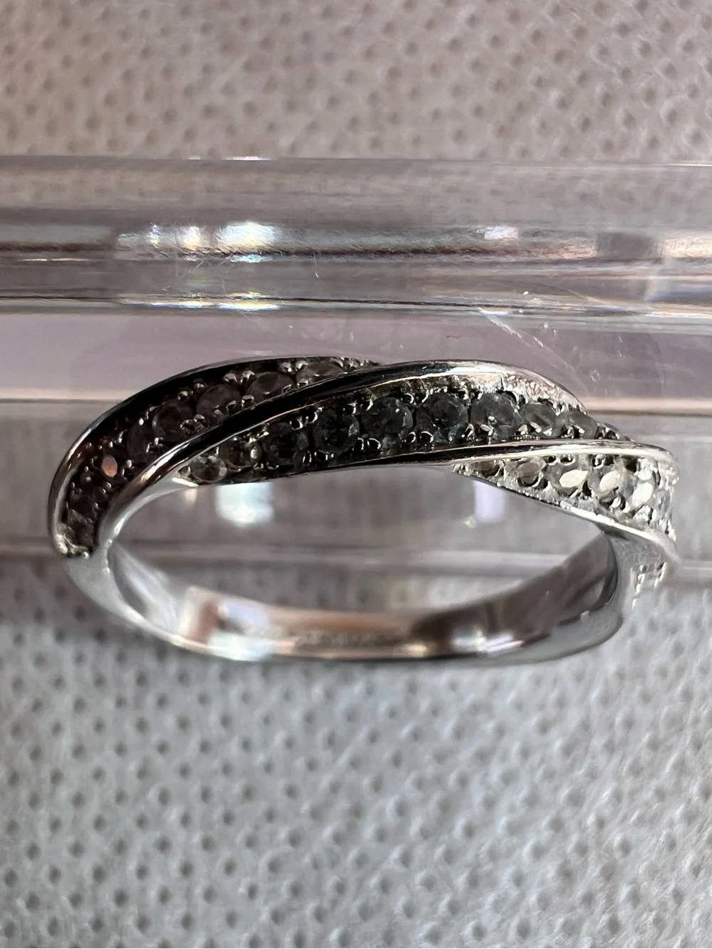 925 Sterling Silver Twisted Pave Band Bundle Of 2